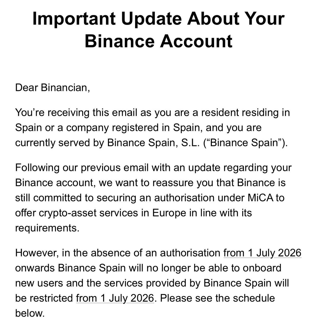 **🇪🇺 Binance сворачивает сервисы в ЕС с 1 июля 2026