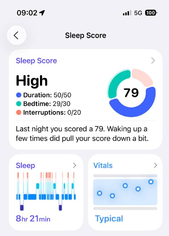 Ого, оказывается после обновление «баллы» на сколько поспал уже показывают в iOS 26, у меня стояла п