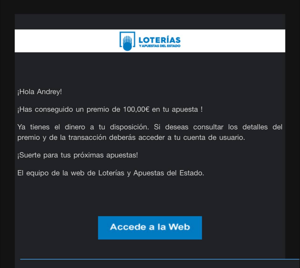 Думал выиграл 100.000€ оказалось 100€